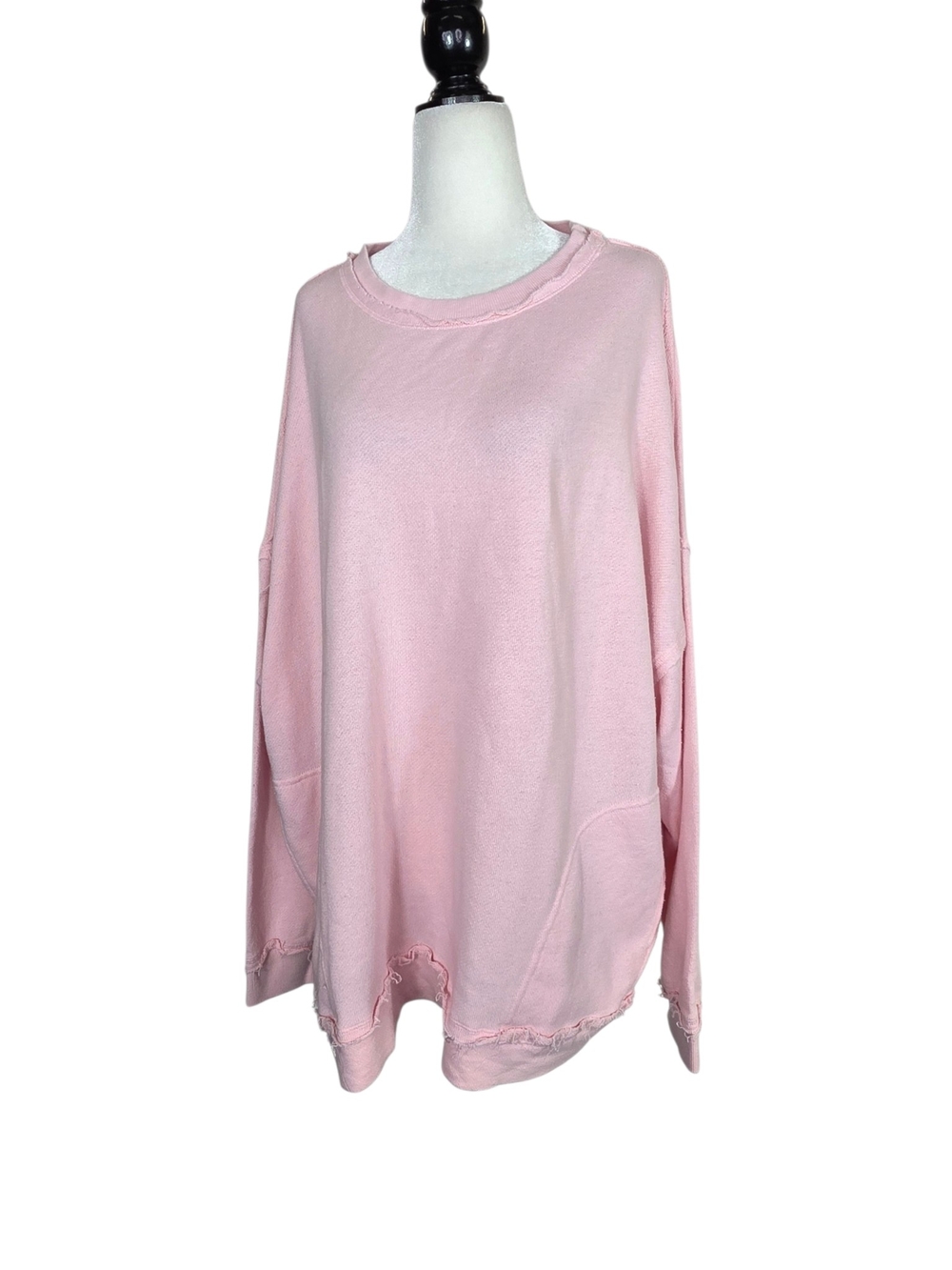 PacSun Cotton L.A Hearts Light Pink Terry Raw-Edge Oversized Sweatshirt